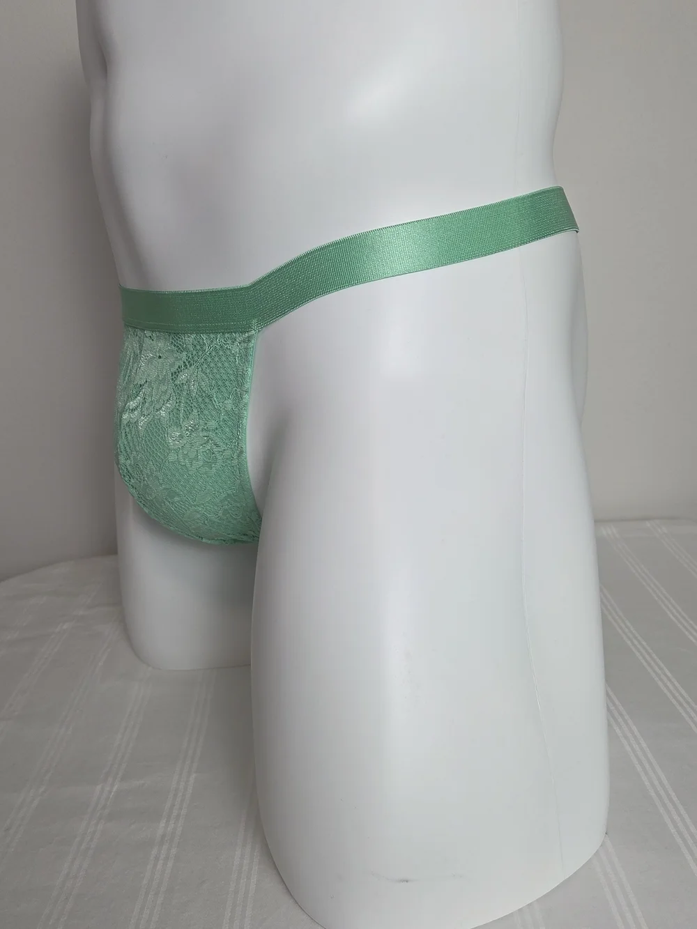Cosabella Men's Low-Rise Lace Thong in Mint Green
